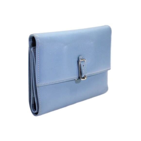 Coach Handbags - Vintage Blue Coach Wallet Trifold Buckle Made in Spain Rare